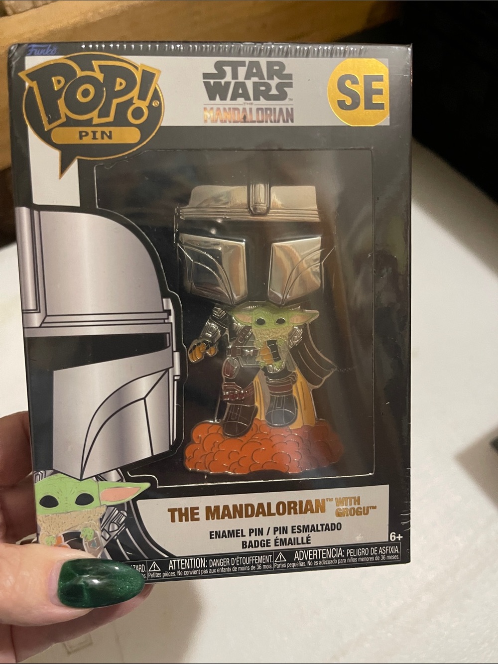 Funko Pop! Pin The Mandalorian & Grogu Enamel Pin - Silver, Green, Orange New